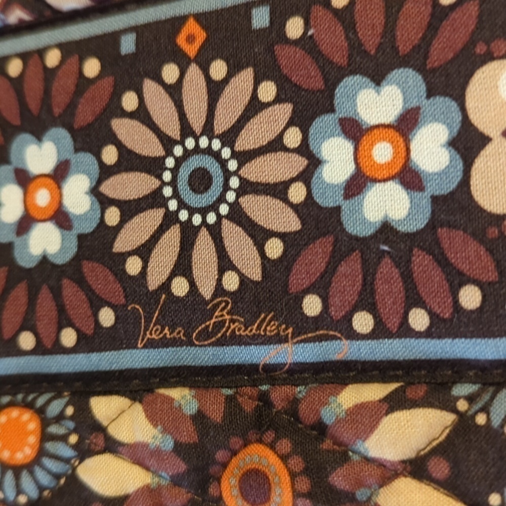 Vera Bradley Brown Floral Tote Handbag Purse - Picture 10 of 11